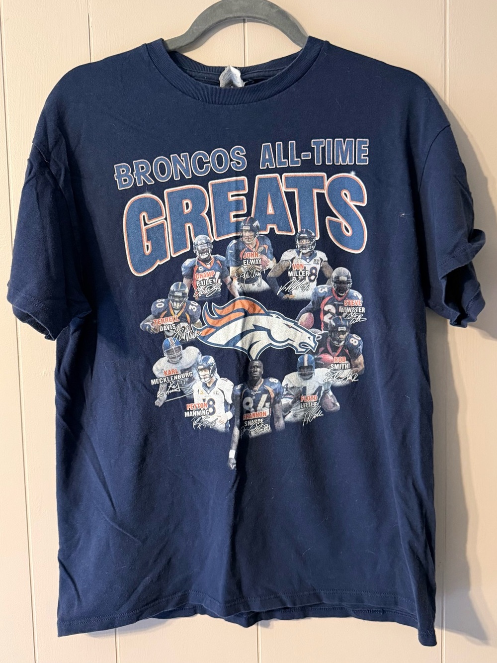 Vintage Denver Broncos “All-Time Greats” Graphic T-Shirt Size Large Made in USA